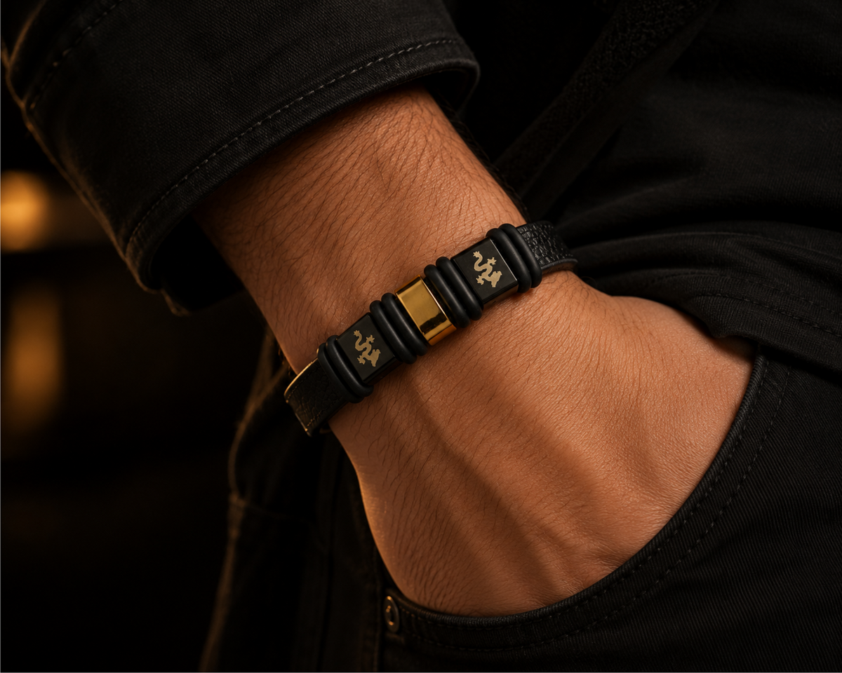 Dragon Crest Leather Bracelet