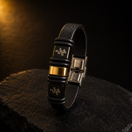 Dragon Crest Leather Bracelet